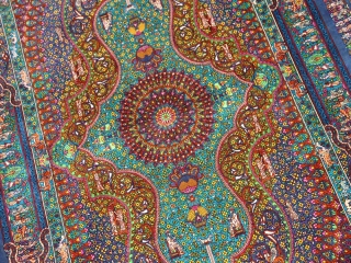 トップクラス手織りシルクペルシャ絨毯有名工房センターラグ60019