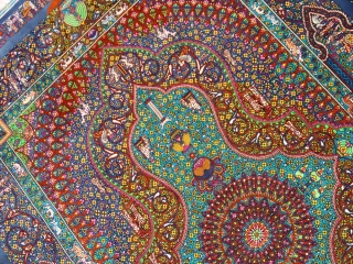 トップクラス手織りシルクペルシャ絨毯有名工房センターラグ60019