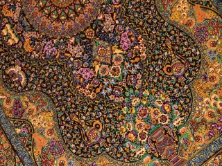 有名工房のジャムシディーセンターラグ、ペルシャ絨毯クムシルク60027