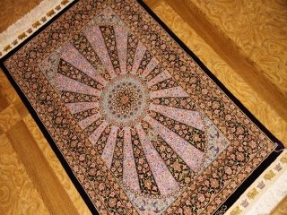 最高級有名工房のJEDDI玄関マットシルクペルシャ絨毯60062