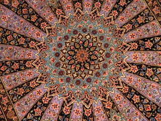 最高級有名工房のJEDDI玄関マットシルクペルシャ絨毯60062