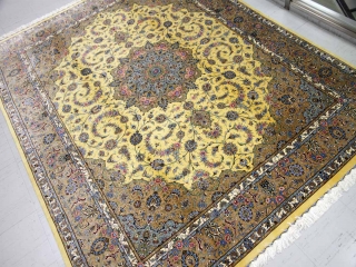 最高級カシャーンシルクリビング手織りペルシャ絨毯75198