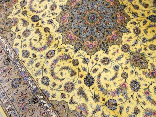 最高級カシャーンシルクリビング手織りペルシャ絨毯75198