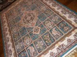 最高級機械織りペルシャカーペットラグブルー990079F