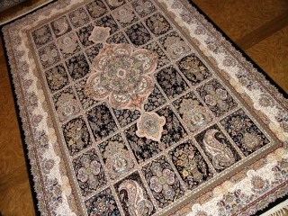 最高級機械織りペルシャカーペットラグヘシティー高級紺色ー990076C