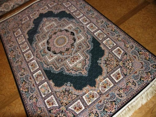 最高級機械織りペルシャカーペットメダリオン紺色990077D