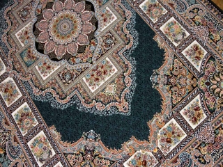 最高級機械織りペルシャカーペットメダリオン紺色990077D