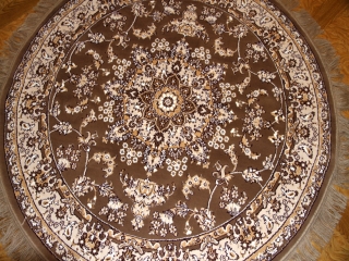 丸いイラン製の機械織りカーペット茶色99002