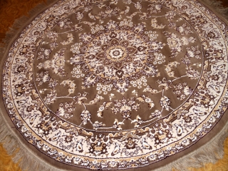 丸いイラン製の機械織りカーペット茶色99002