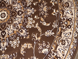 丸いイラン製の機械織りカーペット茶色99002