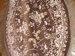 丸いイラン製の機械織りカーペット茶色99002