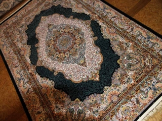 最高級機械織りペルシャカーペットメダリオン紺色990078E