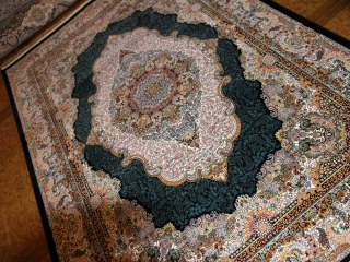 最高級機械織りペルシャカーペットメダリオン紺色990078E