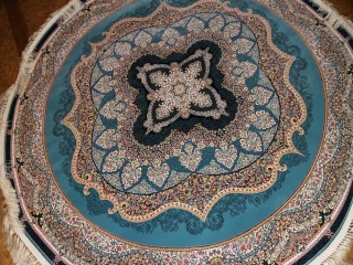 最高級機械織りペルシャカーペット丸い形ブルー990085L