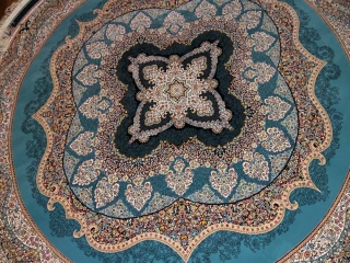 最高級機械織りペルシャカーペット丸い形ブルー990085L