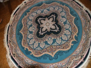 最高級機械織りペルシャカーペット丸い形ブルー990085L