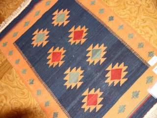 キリムの玄関マットイラン輸入ブルー色46515
