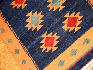 キリムの玄関マットイラン輸入ブルー色46515