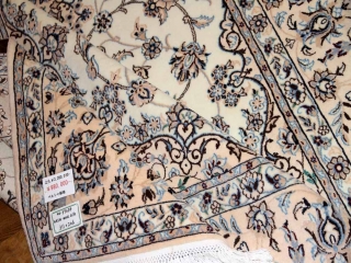 ペルシャリビング絨毯の6帖、明るい色彩メダリオン59034