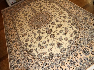 ペルシャリビング絨毯の6帖、明るい色彩メダリオン59034