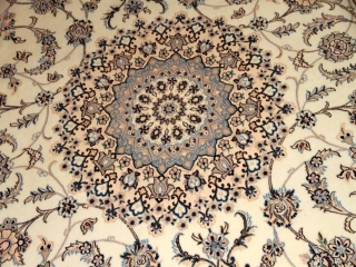 ペルシャリビング絨毯の6帖、明るい色彩メダリオン59034