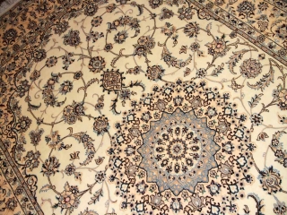 ペルシャリビング絨毯の6帖、明るい色彩メダリオン59034