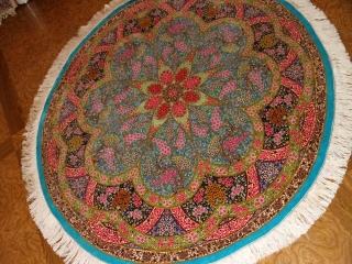 最高級クムシルクの円形とても華やかな色彩60003