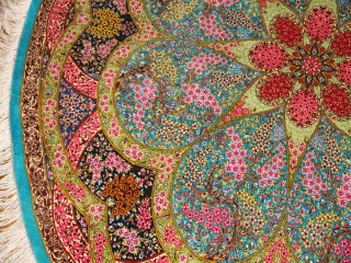 最高級クムシルクの円形とても華やかな色彩60003