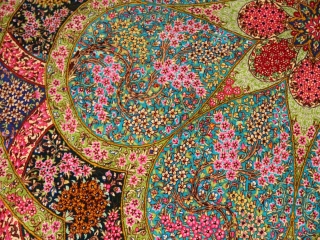 最高級クムシルクの円形とても華やかな色彩60003