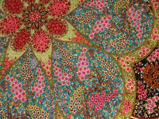 最高級クムシルクの円形とても華やかな色彩60003