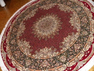 最高級ペルシャ絨毯丸い形タブリーズマヒデザイン29888