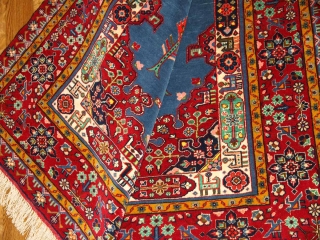 イラン製ペルシャ絨毯マシャード産ラグサイズブルー色26689