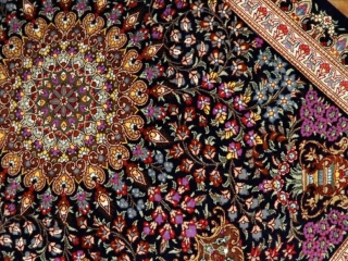 て作り玄関マットのシルクペルシャ絨毯メダリオン56051