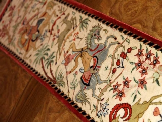 小さいハンティングデザイン細長いペルシャ絨毯49011