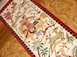 小さいハンティングデザイン細長いペルシャ絨毯49011