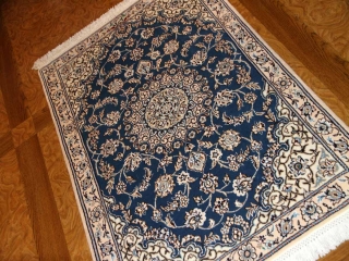 激安価格手織りペルシャ絨毯ナインブルー玄関マット21182