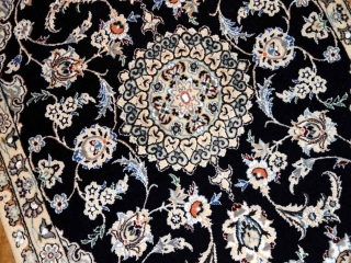 イラン輸入手織りペルシャ絨毯玄関マット紺色21183