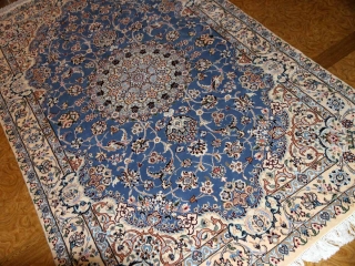 ナインブルーとても綺麗な色彩ペルシャ手織り絨毯21127