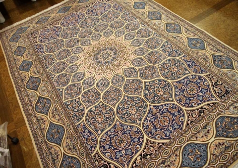 高級ペルシャ絨毯ナインゴンバディーペルシャブルー2415441