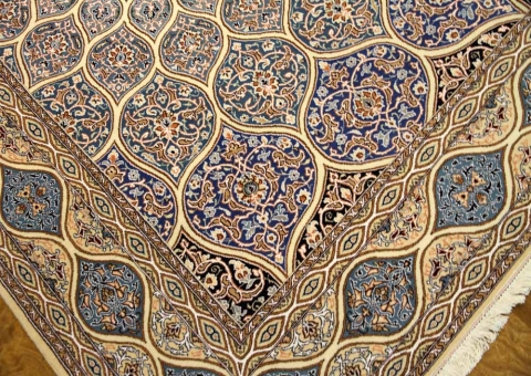 高級ペルシャ絨毯ナインゴンバディーペルシャブルー2415441