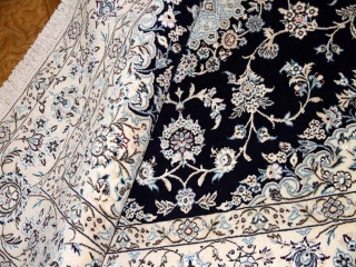 ペルシャ絨毯正方形ナインリビングシックな色彩の紺色58090