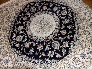 ペルシャ絨毯正方形ナインリビングシックな色彩の紺色58090