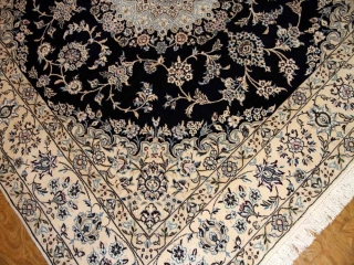 ペルシャ絨毯正方形ナインリビングシックな色彩の紺色58090