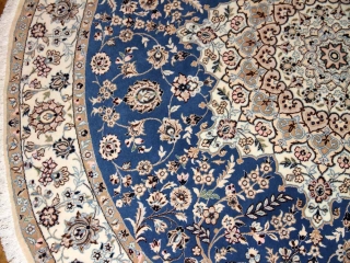 丸いペルシャ絨毯、円形手織りペルシャ絨毯ナイン産36561