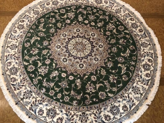 円形のじゅうたん、手織りペルシャ絨毯の丸グリーン188480
