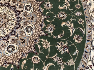 円形のじゅうたん、手織りペルシャ絨毯の丸グリーン188480