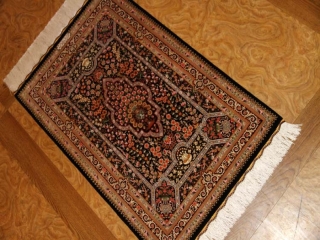 高級シルク玄関マットハンドメイドペルシャ絨毯56045