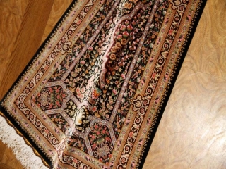 高級シルク玄関マットハンドメイドペルシャ絨毯56045