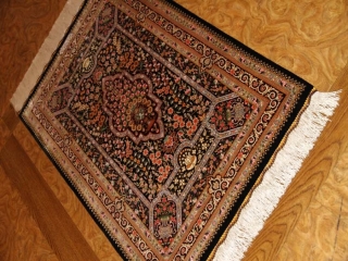 高級シルク玄関マットハンドメイドペルシャ絨毯56045