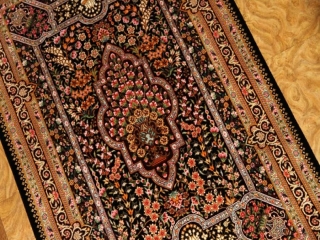 高級シルク玄関マットハンドメイドペルシャ絨毯56045